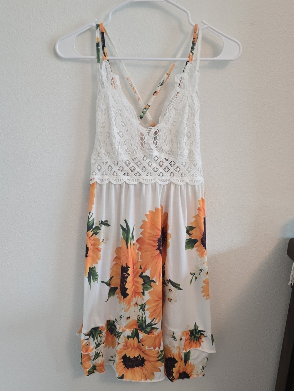 White Sunflower Lace Bodice Sundress